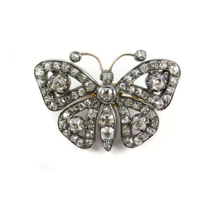 19th century openwork diamond butterfly brooch